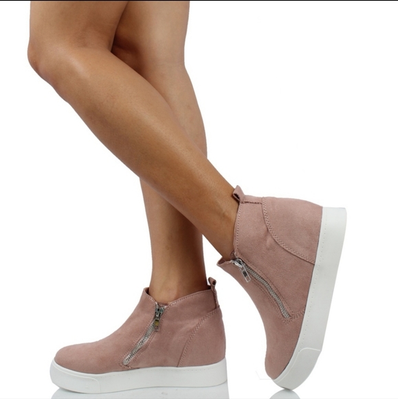 Mauve wedge sneaker with zipper - Picture 5 of 5